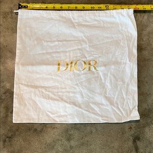 Authentic Dior White Drawstring Bag with Gold Logo